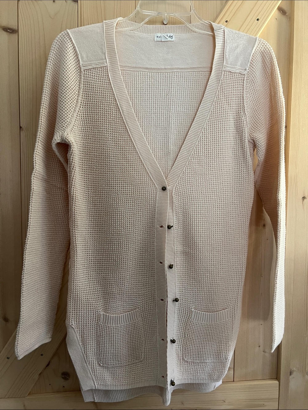 Light Pale Pink V-Neck Button Cardigan Sweater
